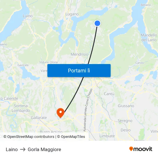 Laino to Gorla Maggiore map