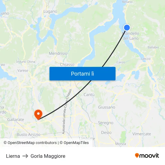 Lierna to Gorla Maggiore map
