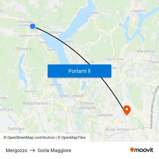 Mergozzo to Gorla Maggiore map