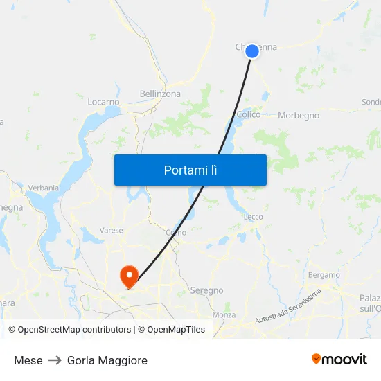 Mese to Gorla Maggiore map