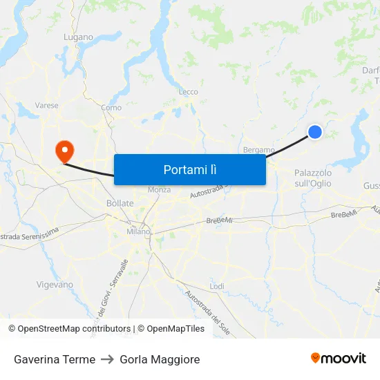 Gaverina Terme to Gorla Maggiore map