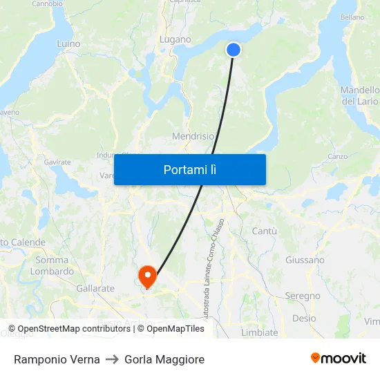 Ramponio Verna to Gorla Maggiore map