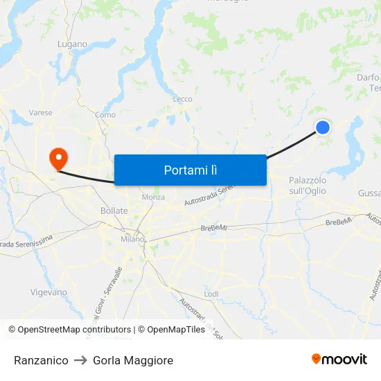 Ranzanico to Gorla Maggiore map