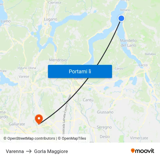 Varenna to Gorla Maggiore map