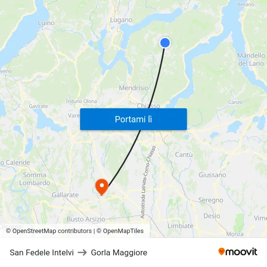 San Fedele Intelvi to Gorla Maggiore map