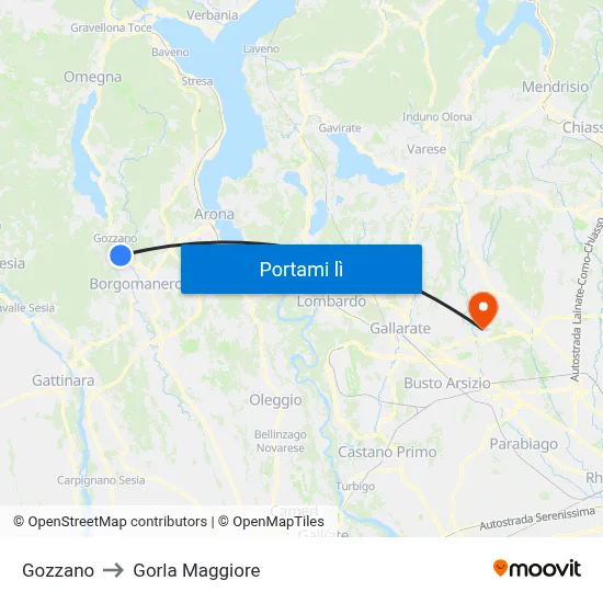 Gozzano to Gorla Maggiore map