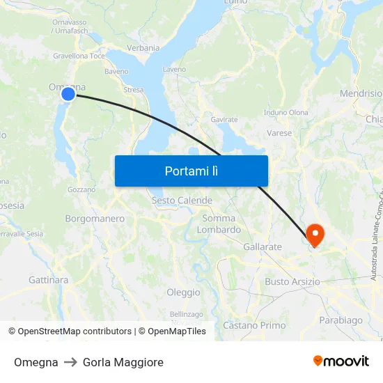 Omegna to Gorla Maggiore map