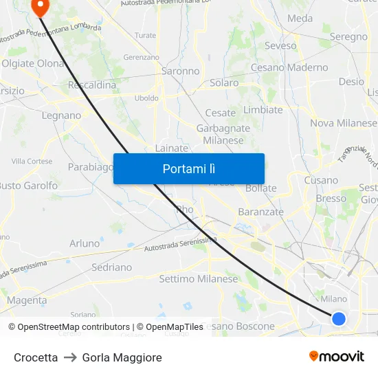 Crocetta to Gorla Maggiore map