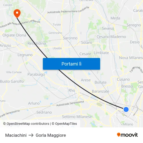 Maciachini to Gorla Maggiore map