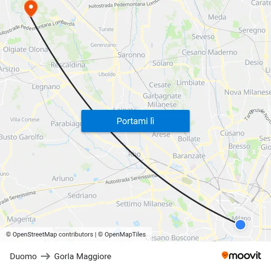 Duomo to Gorla Maggiore map