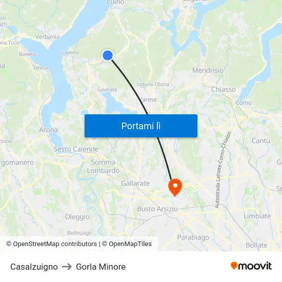 Casalzuigno to Gorla Minore map