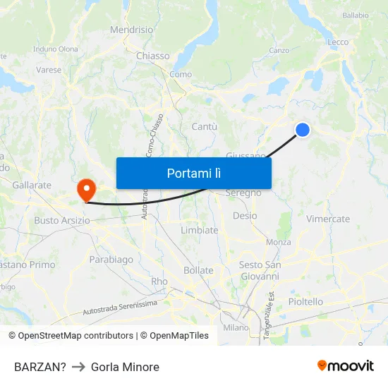 BARZAN? to Gorla Minore map