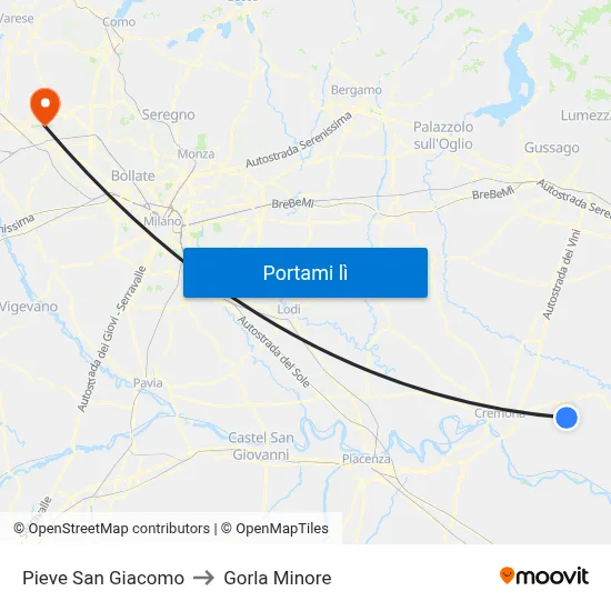 Pieve San Giacomo to Gorla Minore map
