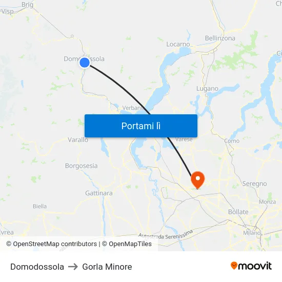 Domodossola to Gorla Minore map