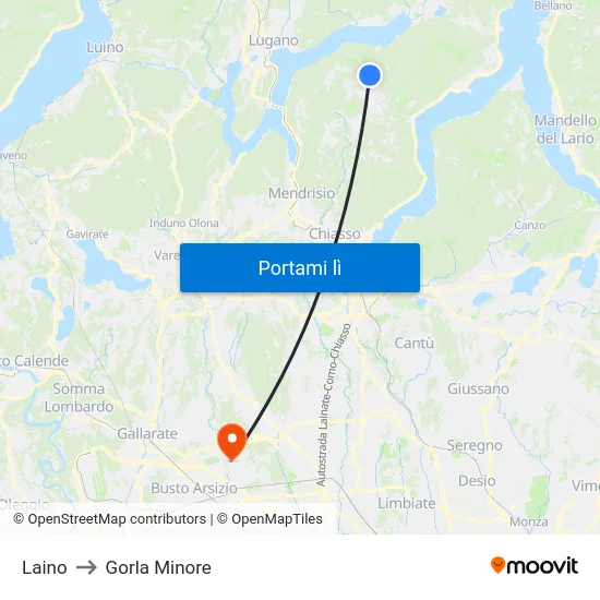 Laino to Gorla Minore map