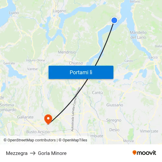 Mezzegra to Gorla Minore map