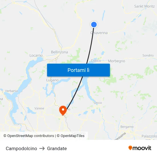 Campodolcino to Grandate map