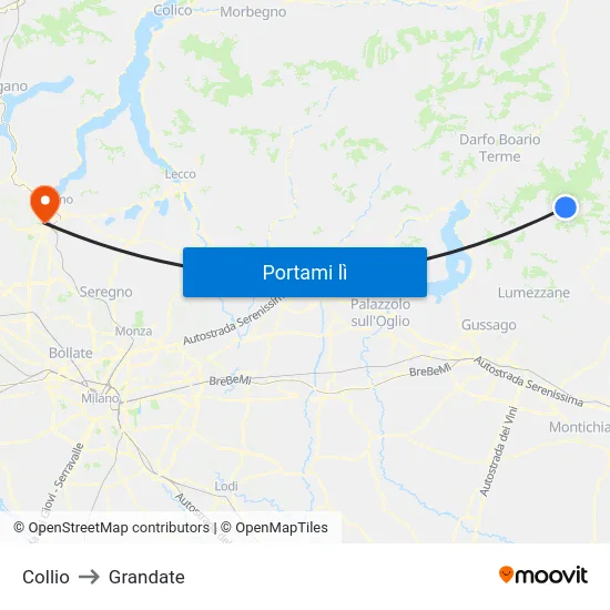 Collio to Grandate map