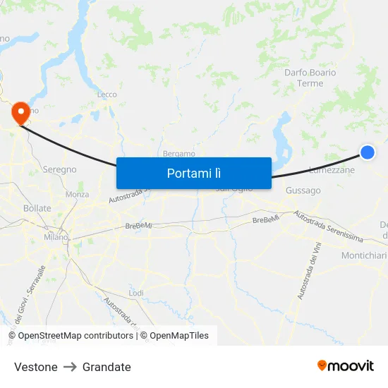 Vestone to Grandate map