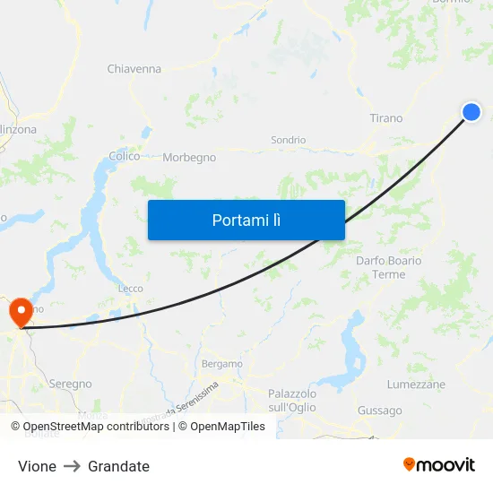 Vione to Grandate map