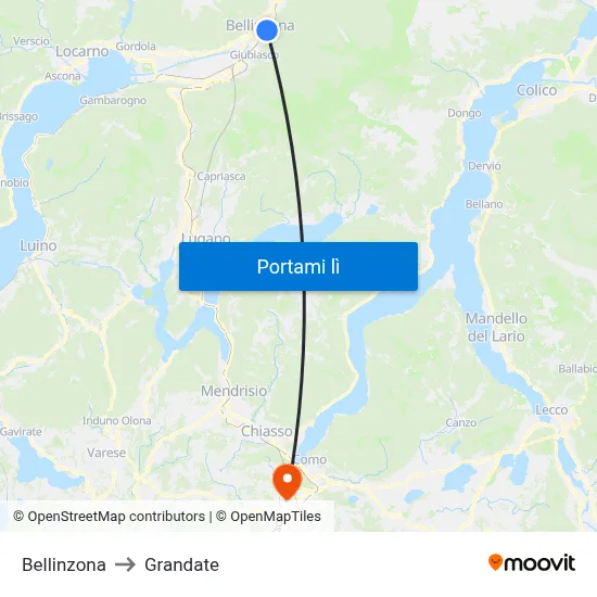 Bellinzona to Grandate map