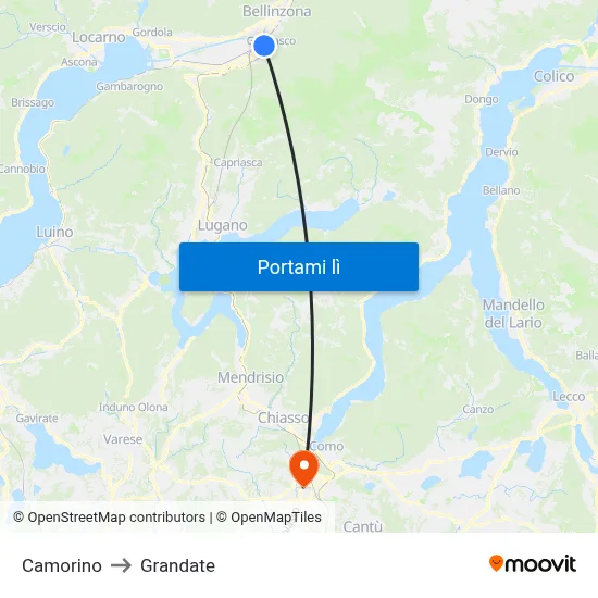 Camorino to Grandate map
