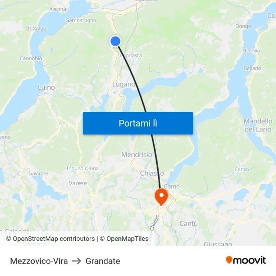Mezzovico-Vira to Grandate map