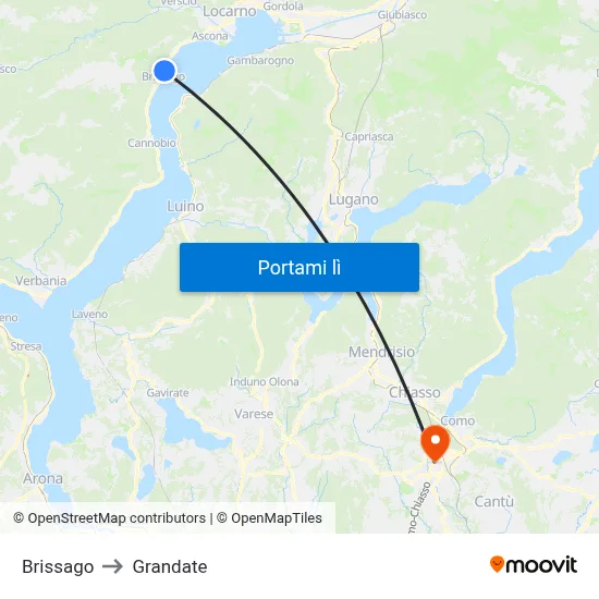 Brissago to Grandate map