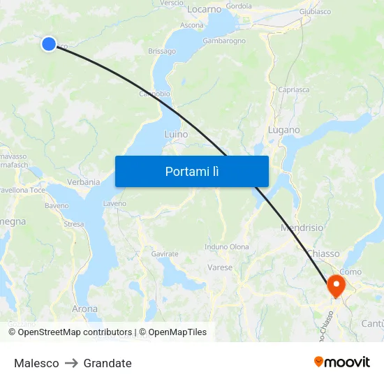 Malesco to Grandate map