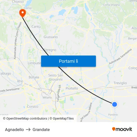 Agnadello to Grandate map