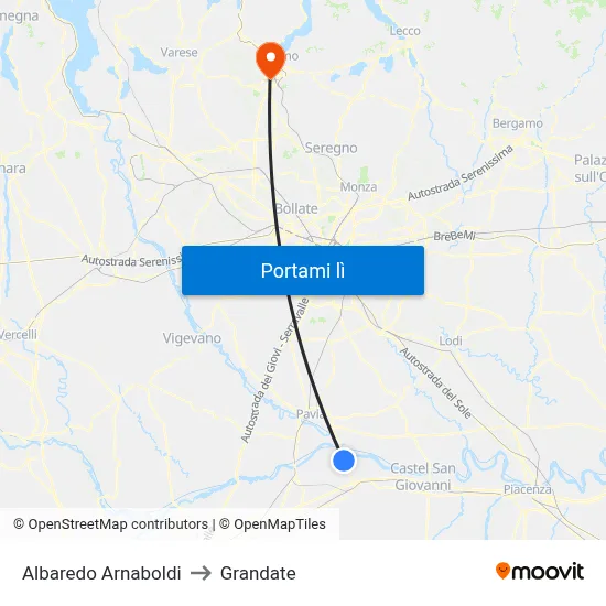 Albaredo Arnaboldi to Grandate map