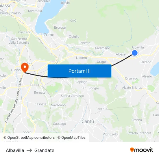 Albavilla to Grandate map