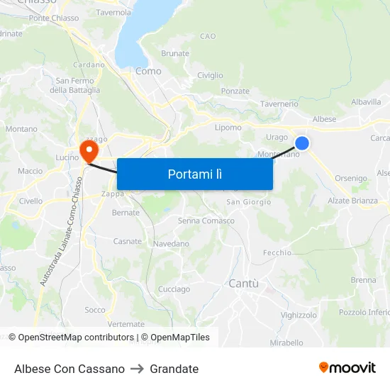 Albese Con Cassano to Grandate map