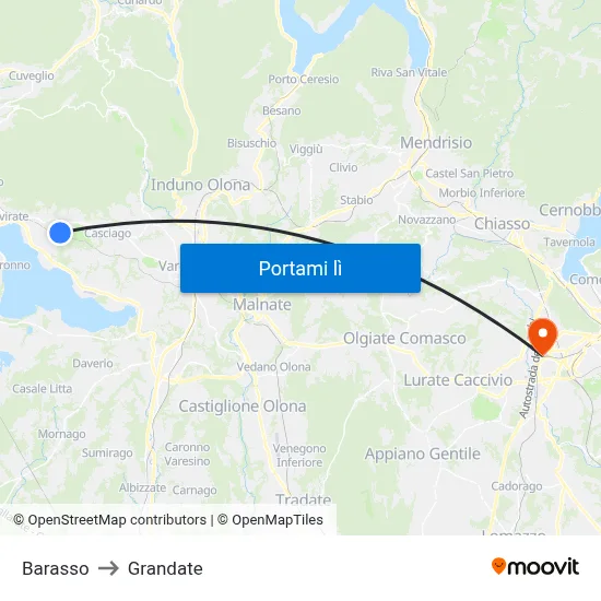 Barasso to Grandate map