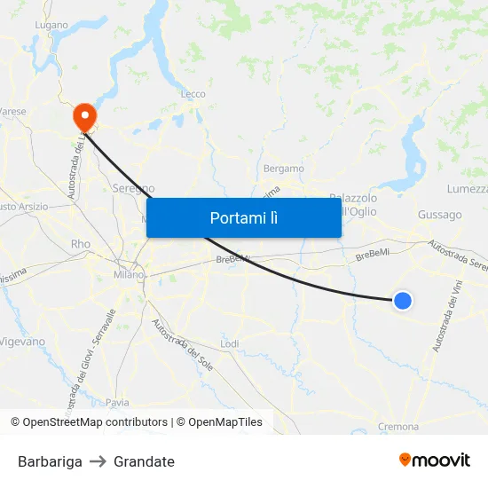 Barbariga to Grandate map