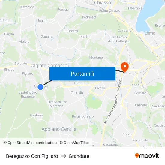 Beregazzo Con Figliaro to Grandate map