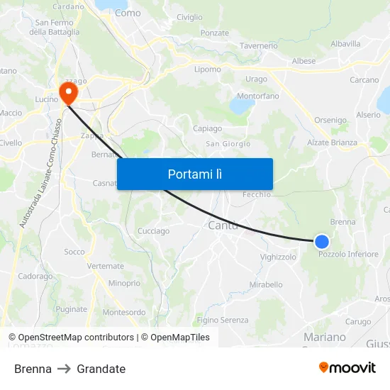Brenna to Grandate map