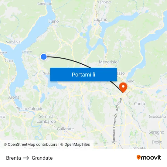 Brenta to Grandate map