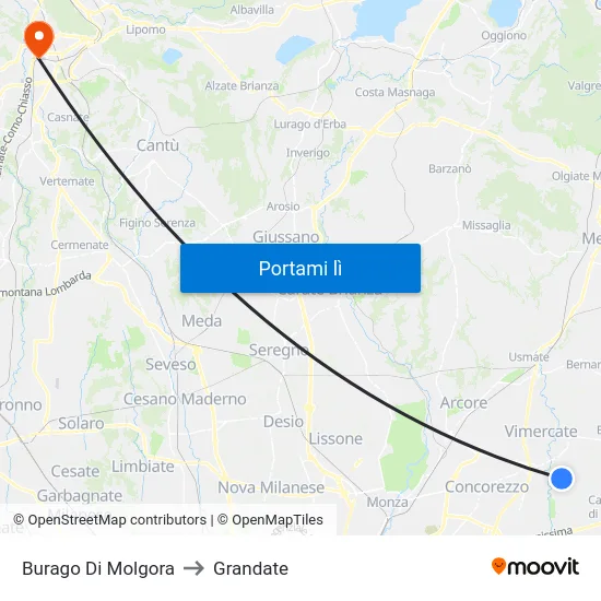 Burago Di Molgora to Grandate map