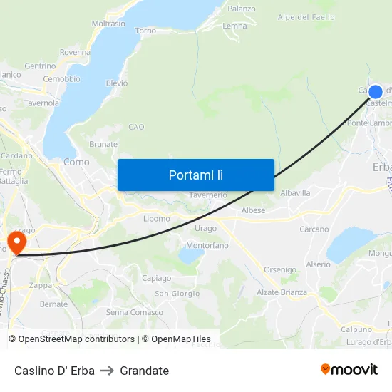 Caslino D' Erba to Grandate map