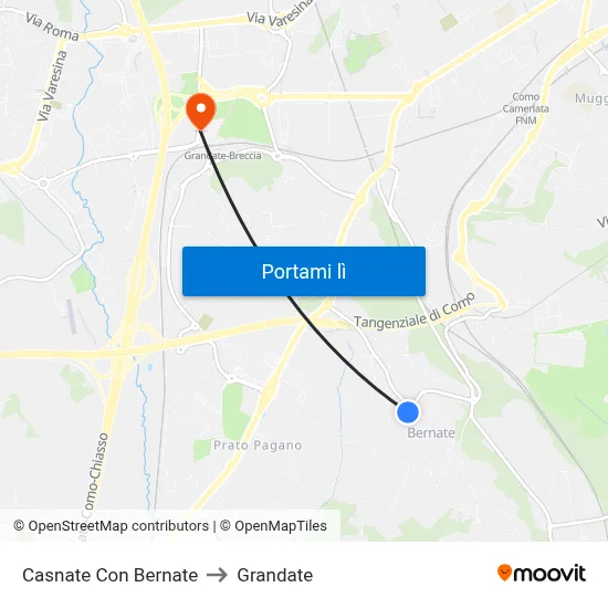 Casnate Con Bernate to Grandate map