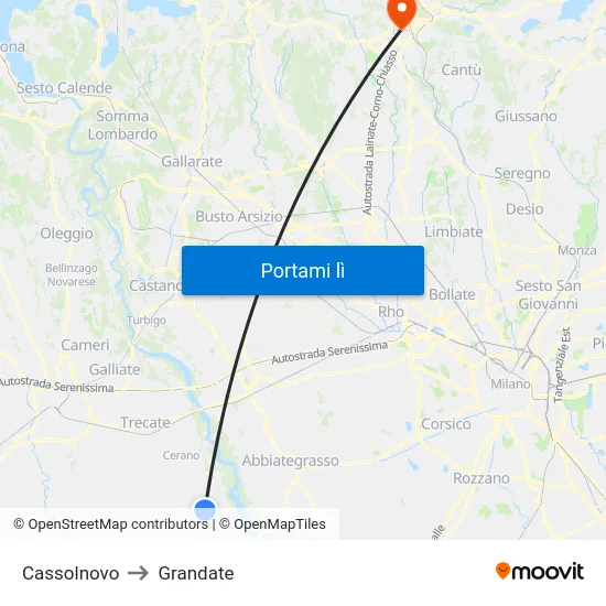 Cassolnovo to Grandate map