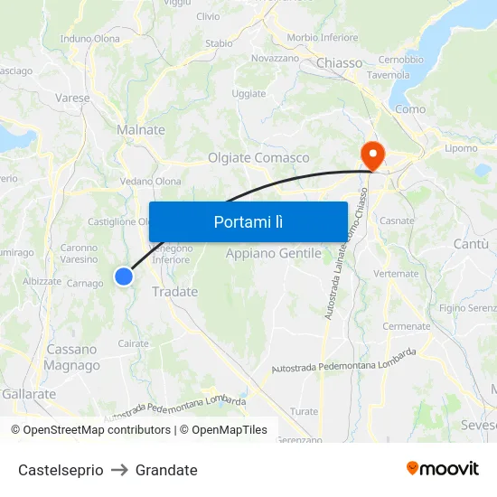 Castelseprio to Grandate map