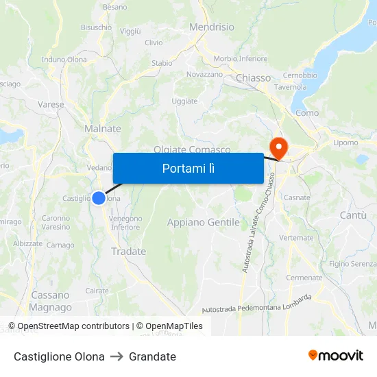 Castiglione Olona to Grandate map