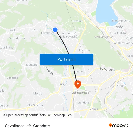 Cavallasca to Grandate map
