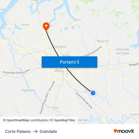 Corte Palasio to Grandate map