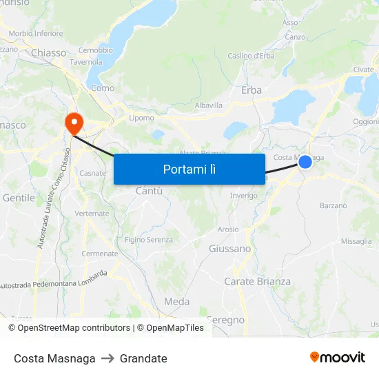 Costa Masnaga to Grandate map