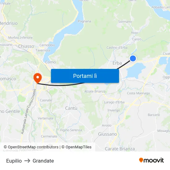 Eupilio to Grandate map