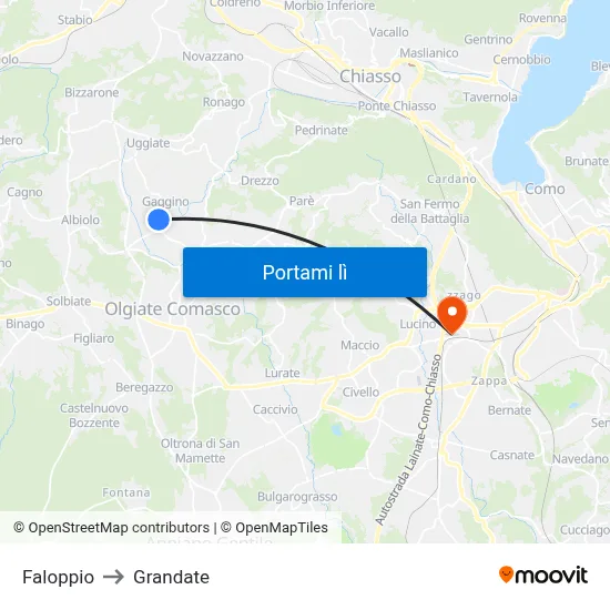 Faloppio to Grandate map