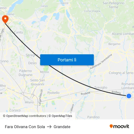 Fara Olivana Con Sola to Grandate map